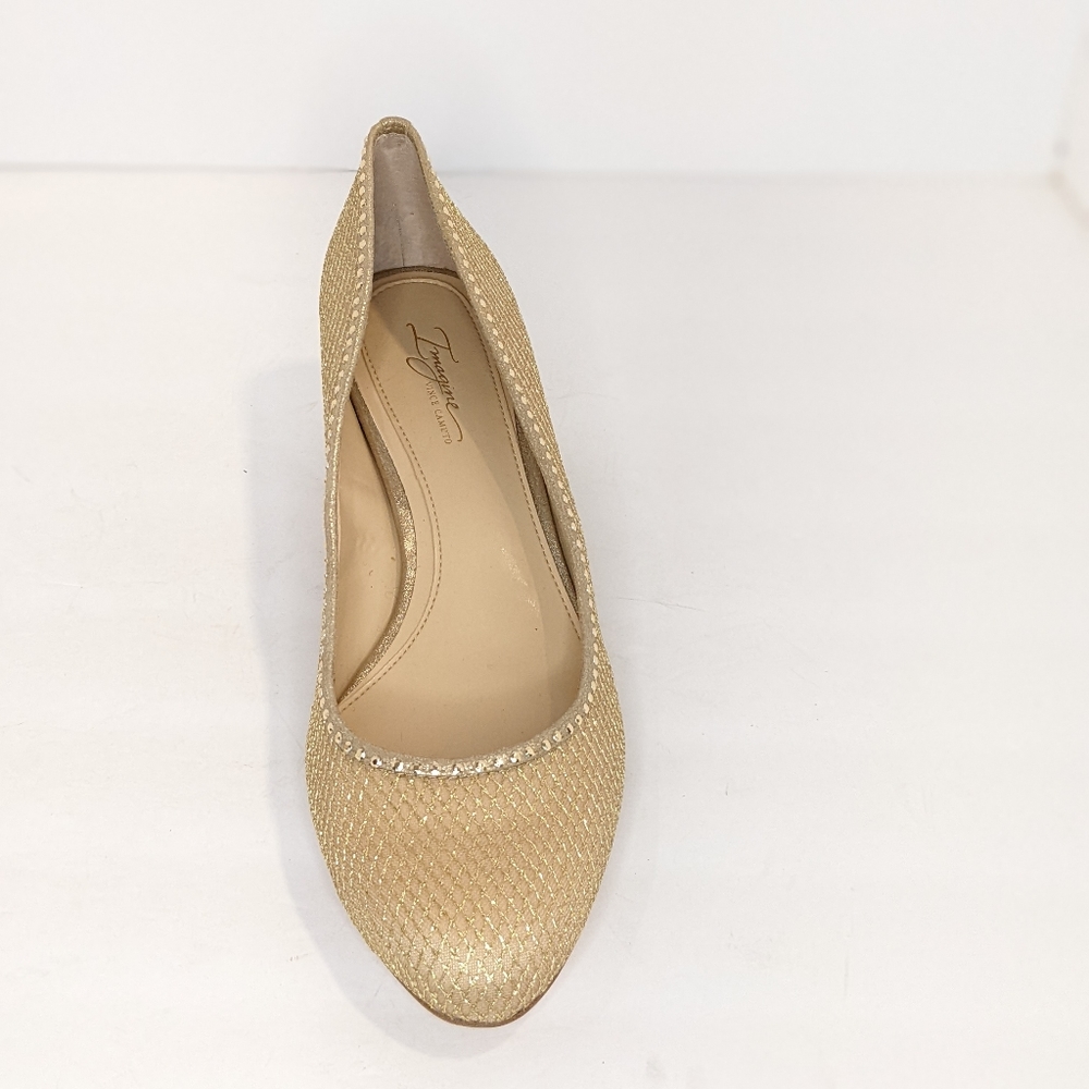 Gold Low Block Heel Pumps for Women - Picture 3 of 16